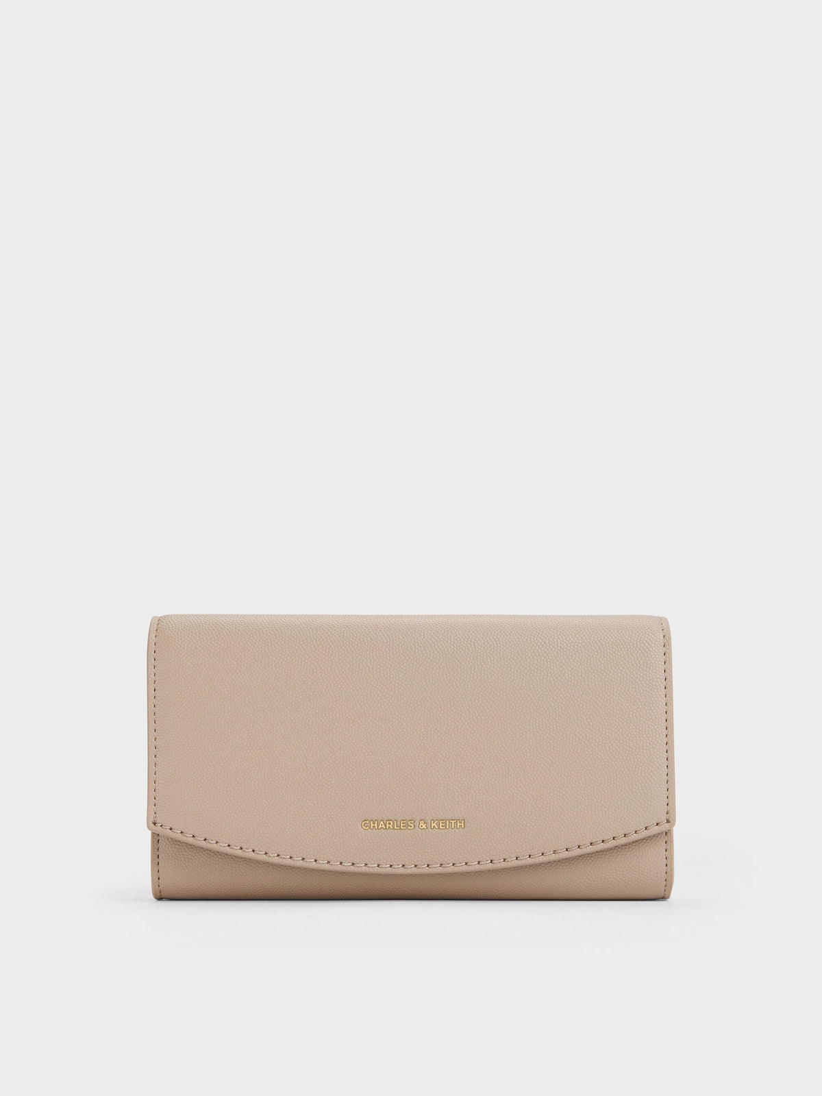 CHARLES & KEITH Best Price / Briony Curved-Flap Long Wallet - Taupe