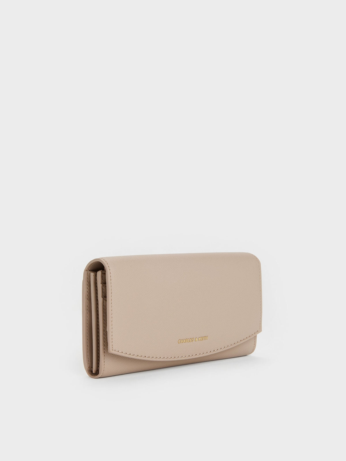 CHARLES & KEITH Best Price / Briony Curved-Flap Long Wallet - Taupe