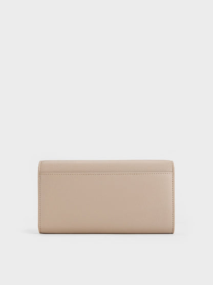 CHARLES & KEITH Best Price / Briony Curved-Flap Long Wallet - Taupe
