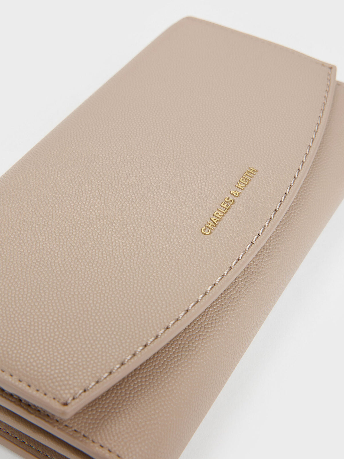 CHARLES & KEITH Best Price / Briony Curved-Flap Long Wallet - Taupe