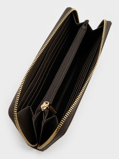 CHARLES & KEITH Best Seller / Dulcie Zip-Around Long Wallet - Dark Moss