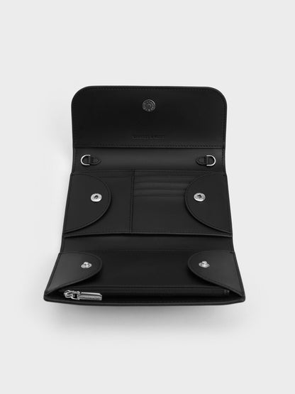 CHARLES & KEITH Exclusive / Octavia Front Flap Long Wallet - Noir