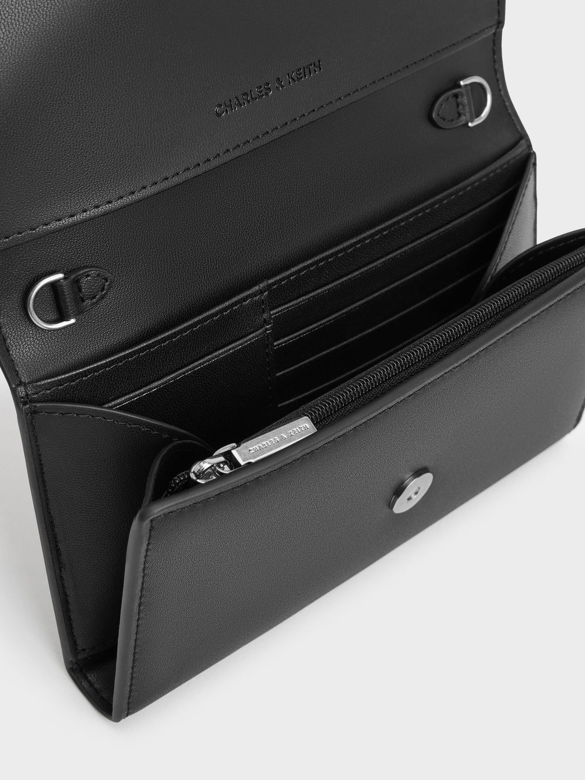 CHARLES & KEITH Exclusive / Octavia Front Flap Long Wallet - Noir