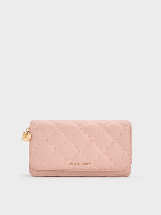 CHARLES & KEITH Trending / Arrietty Quilted Wallet On Chain - Light Pink