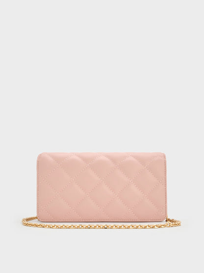 CHARLES & KEITH Trending / Arrietty Quilted Wallet On Chain - Light Pink