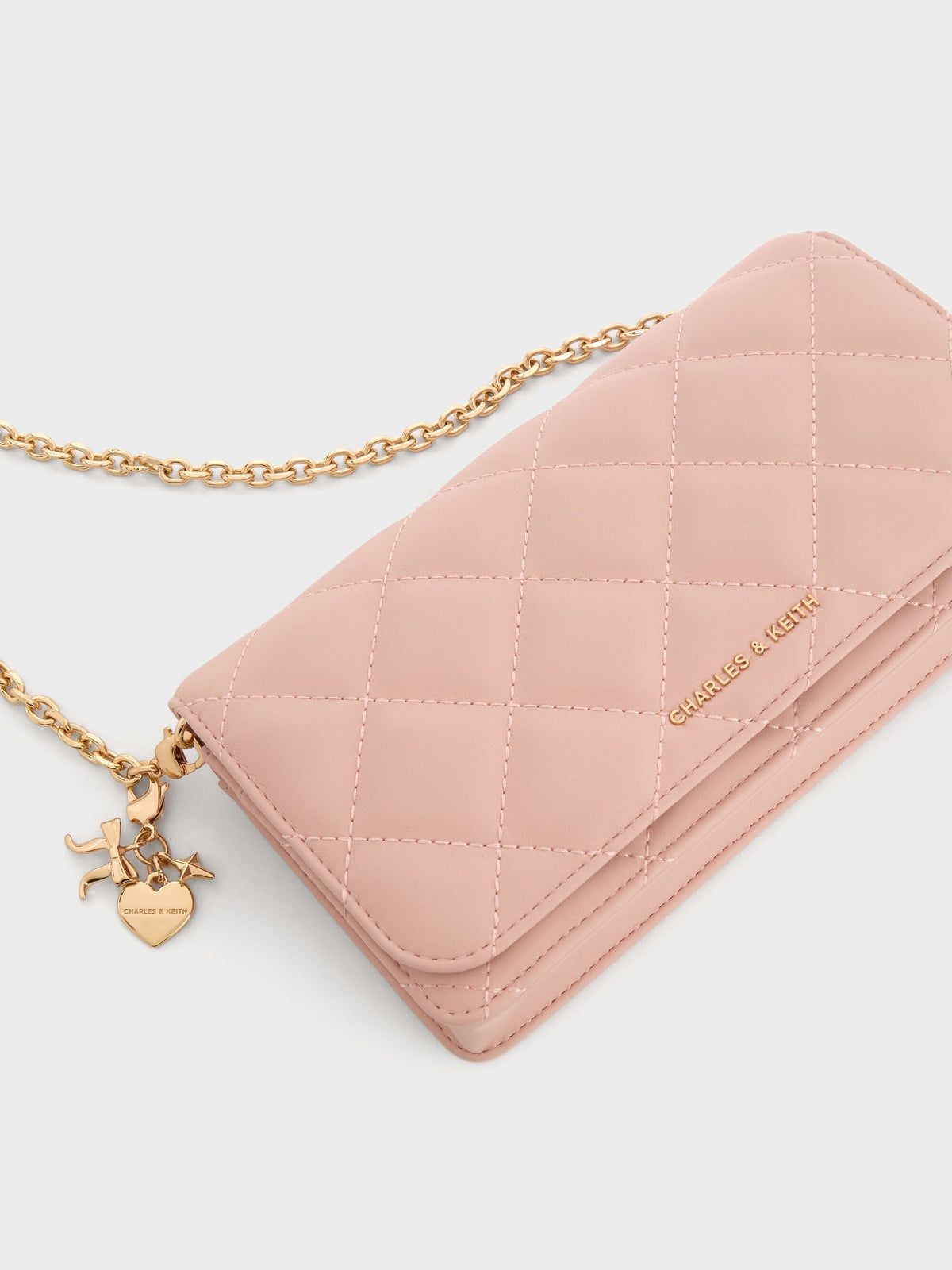 CHARLES & KEITH Trending / Arrietty Quilted Wallet On Chain - Light Pink