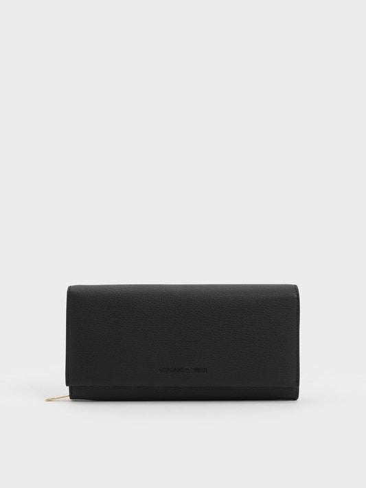 CHARLES & KEITH Signature / Muriel Front Flap Long Wallet - Black