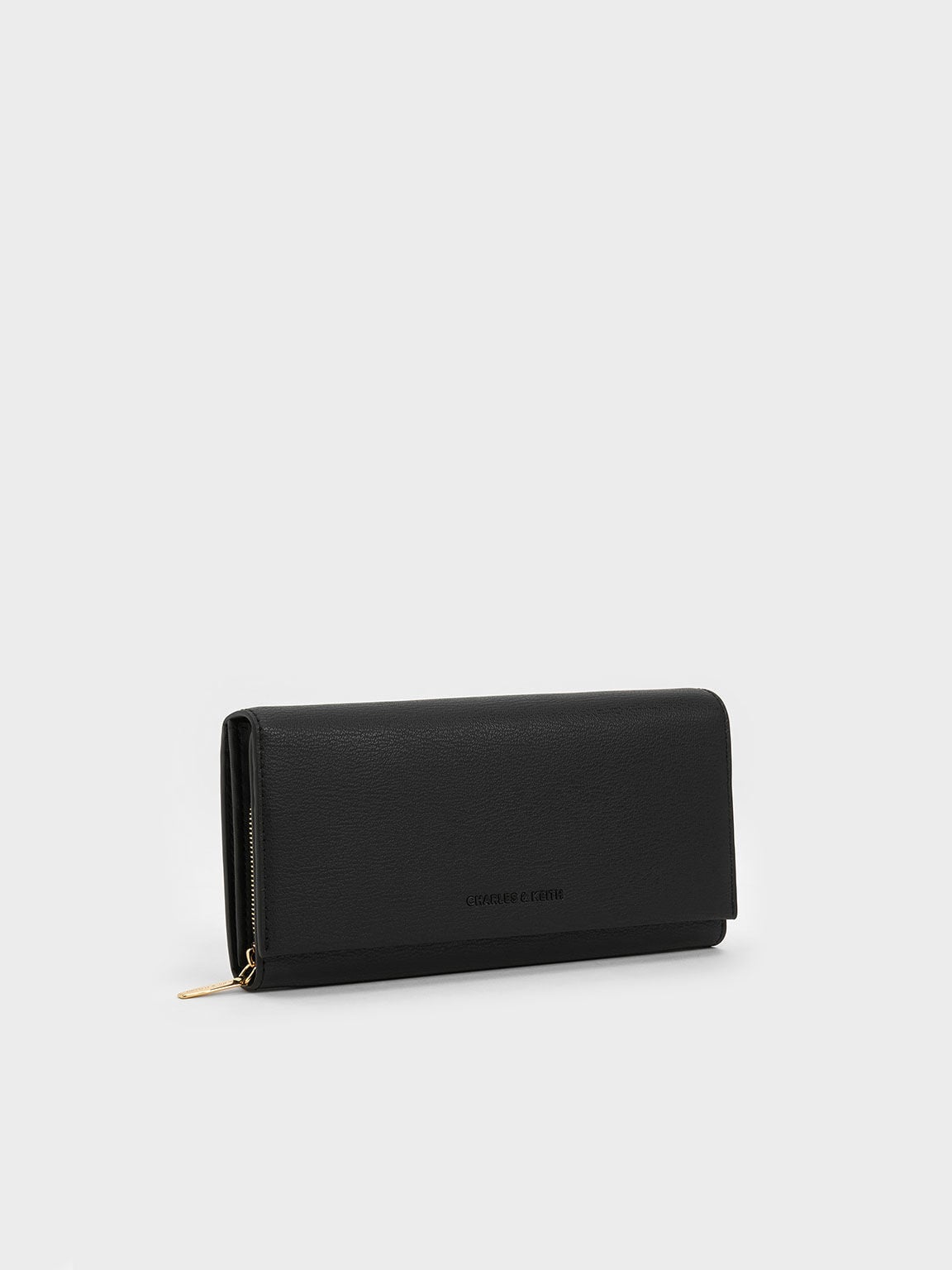 CHARLES & KEITH Signature / Muriel Front Flap Long Wallet - Black