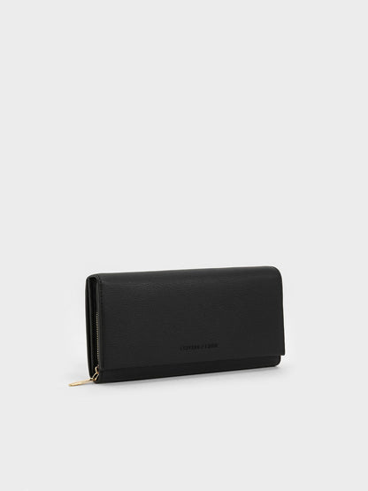 CHARLES & KEITH Signature / Muriel Front Flap Long Wallet - Black
