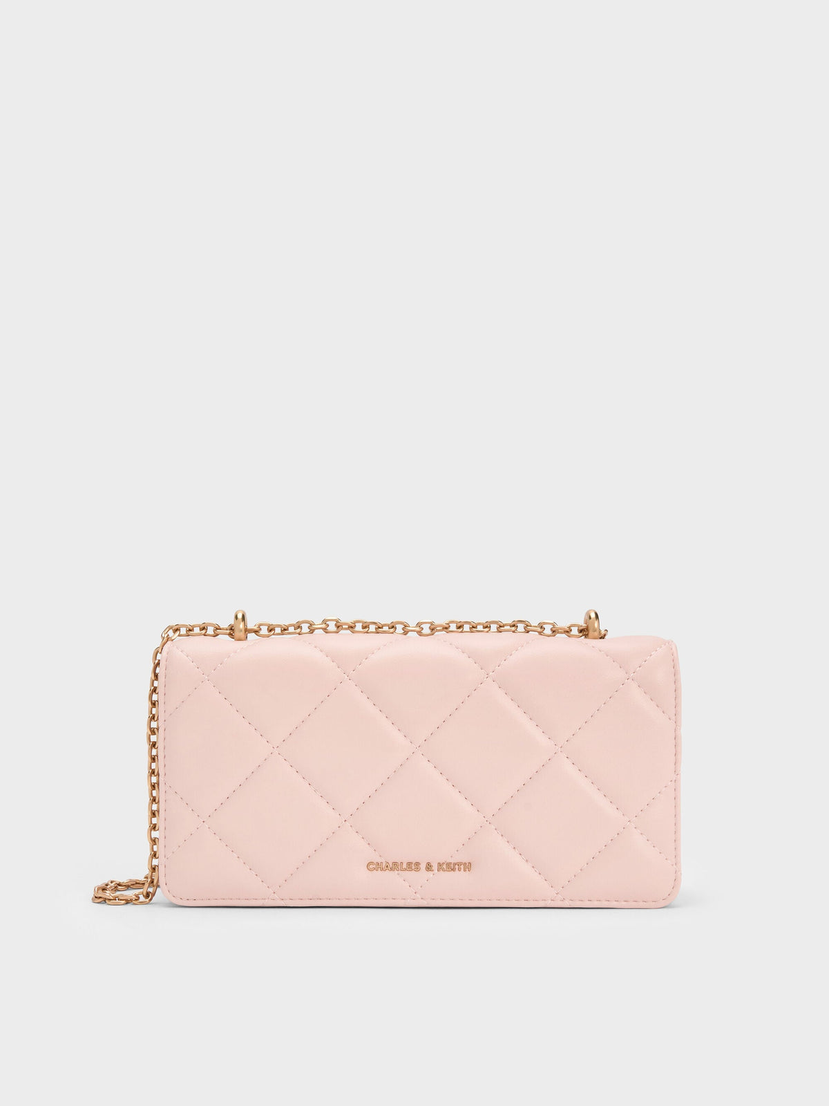 CHARLES & KEITH Quality / Paffuto Quilted Wallet On Chain - Soft Pink