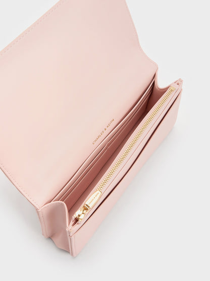 CHARLES & KEITH Quality / Paffuto Quilted Wallet On Chain - Soft Pink
