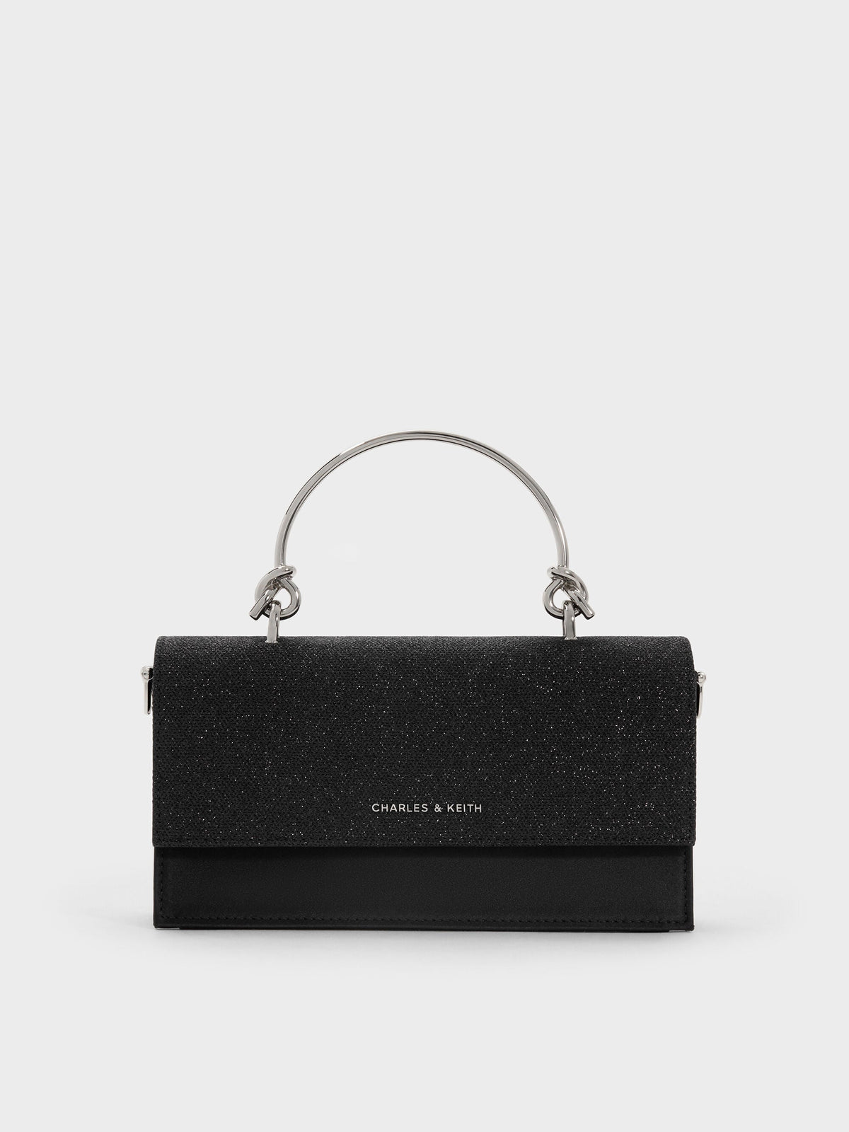 CHARLES & KEITH Customer Favorite / Kristine Glittered Wallet On Chain - Noir