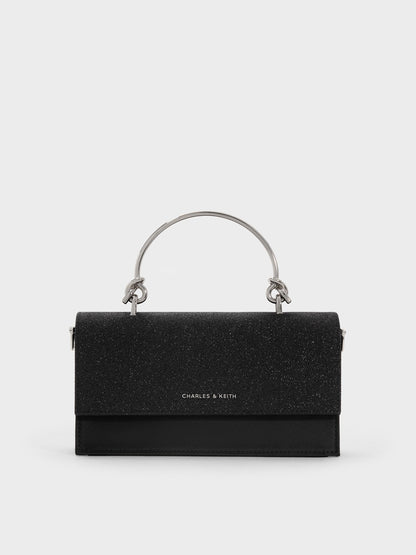 CHARLES & KEITH Customer Favorite / Kristine Glittered Wallet On Chain - Noir