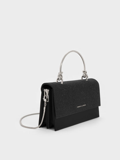 CHARLES & KEITH Customer Favorite / Kristine Glittered Wallet On Chain - Noir