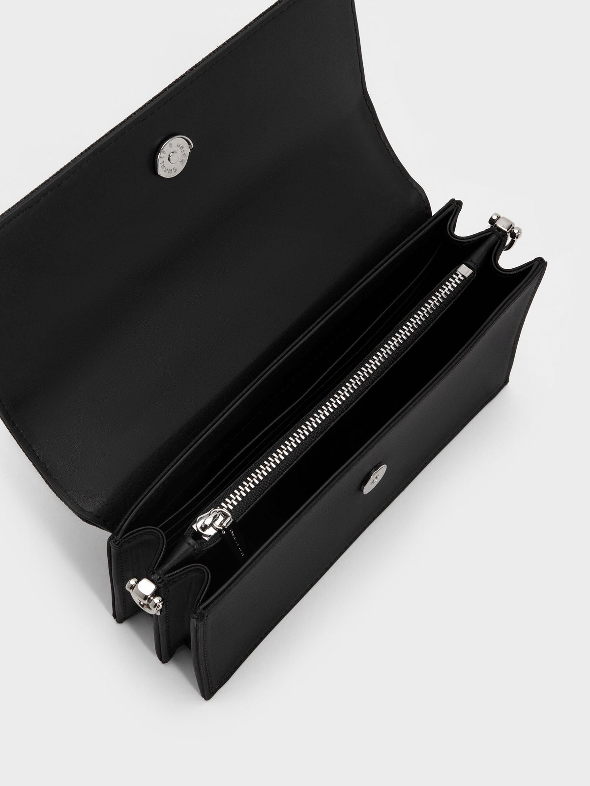 CHARLES & KEITH Customer Favorite / Kristine Glittered Wallet On Chain - Noir
