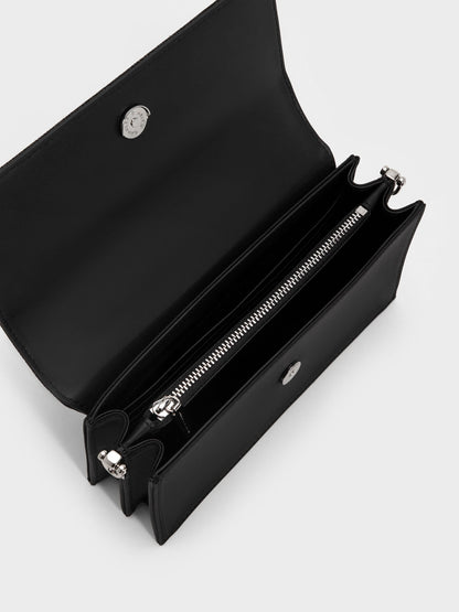 CHARLES & KEITH Customer Favorite / Kristine Glittered Wallet On Chain - Noir