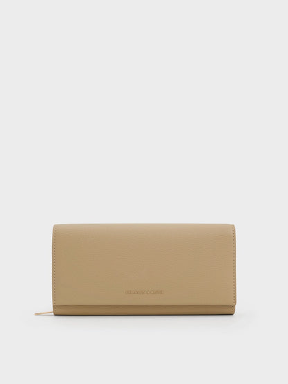 CHARLES & KEITH Discount / Muriel Front Flap Long Wallet - Sand