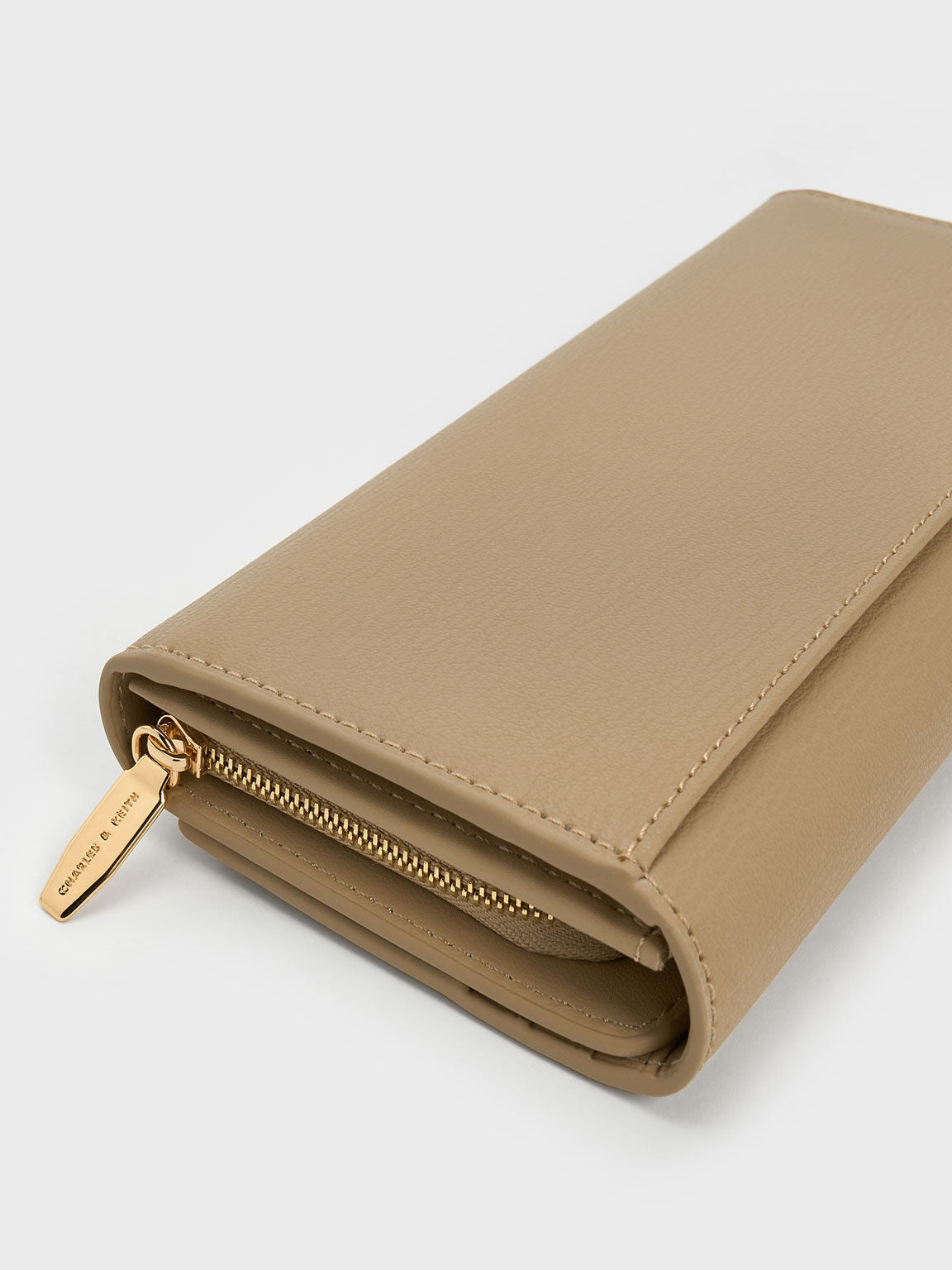 CHARLES & KEITH Discount / Muriel Front Flap Long Wallet - Sand