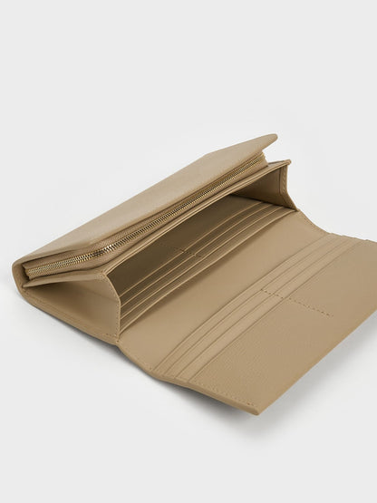CHARLES & KEITH Discount / Muriel Front Flap Long Wallet - Sand