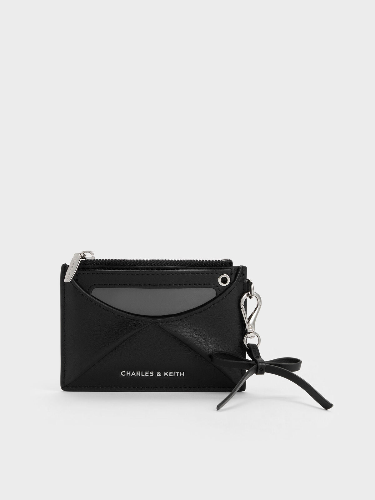 CHARLES & KEITH Best Seller / Hazel Bow Panelled Card Holder - Noir