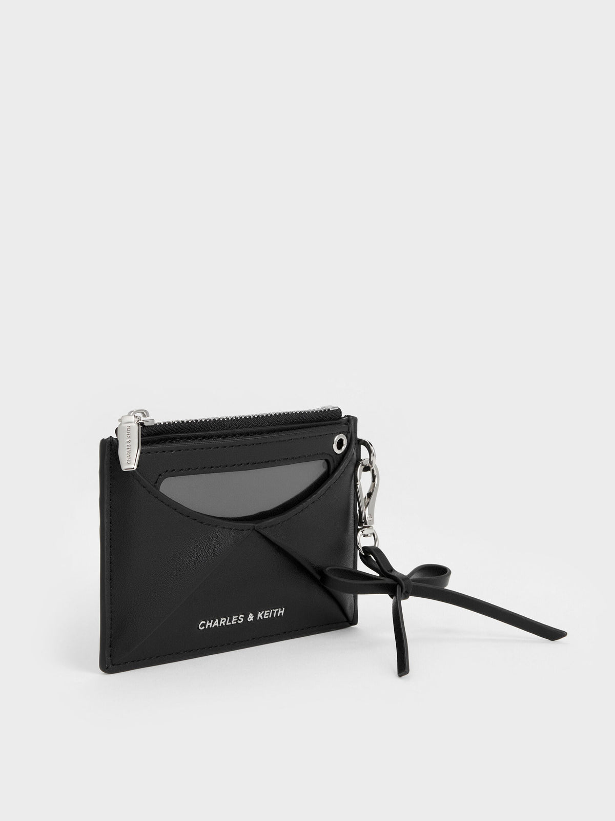 CHARLES & KEITH Best Seller / Hazel Bow Panelled Card Holder - Noir