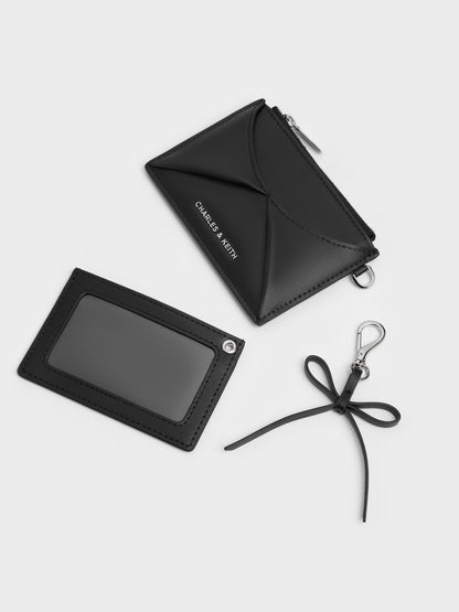 CHARLES & KEITH Best Seller / Hazel Bow Panelled Card Holder - Noir