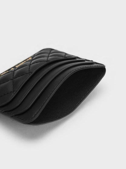 CHARLES & KEITH Customer Favorite / Cleo Quilted Card Holder - Black