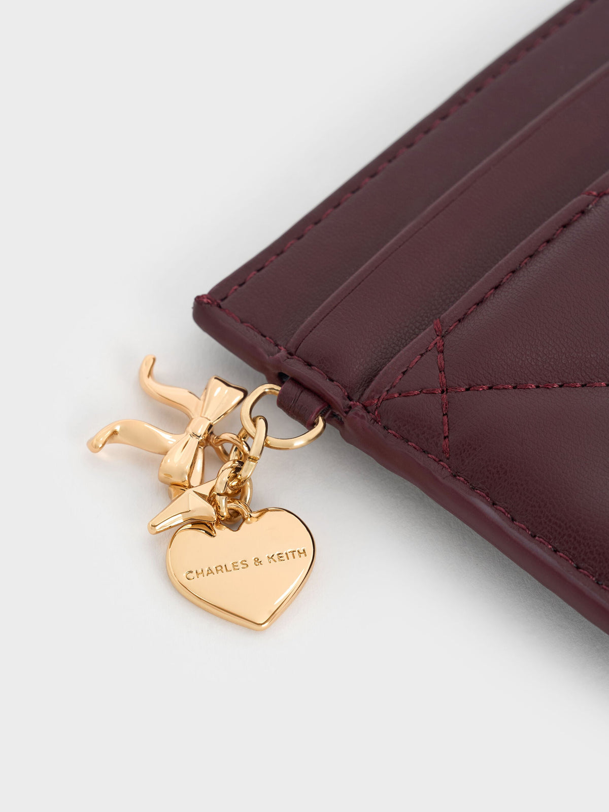 CHARLES & KEITH Signature / Arrietty Quilted Card Holder - Wineberry Red