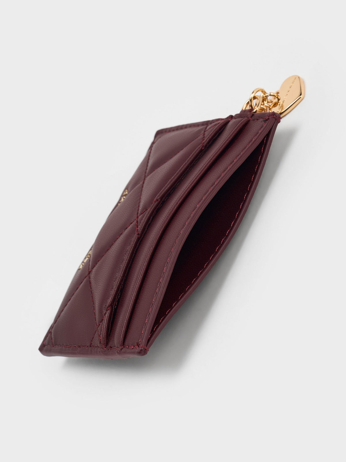 CHARLES & KEITH Signature / Arrietty Quilted Card Holder - Wineberry Red