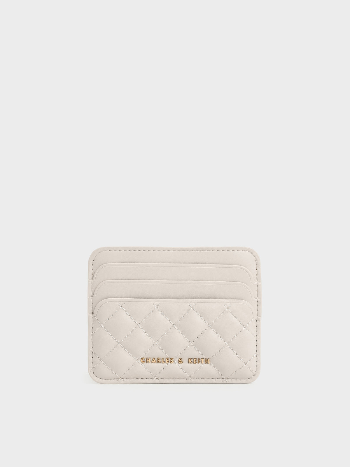 CHARLES & KEITH Top Pick / Cleo Quilted Card Holder - Ivory