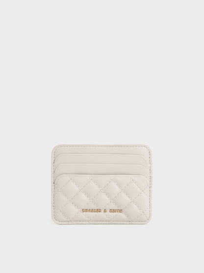 CHARLES & KEITH Top Pick / Cleo Quilted Card Holder - Ivory