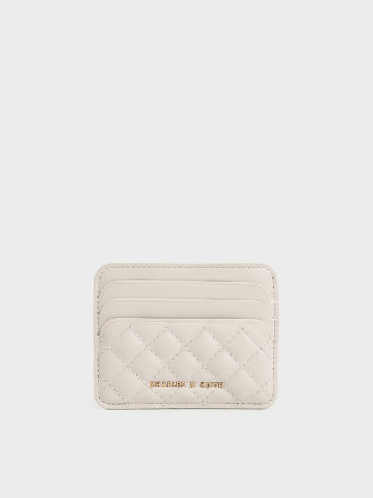 CHARLES & KEITH Top Pick / Cleo Quilted Card Holder - Ivory