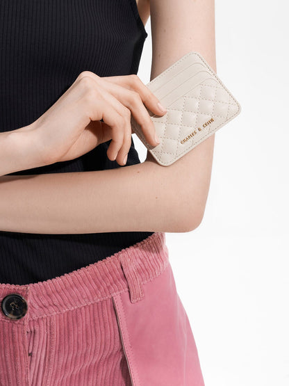 CHARLES & KEITH Top Pick / Cleo Quilted Card Holder - Ivory