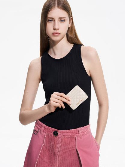 CHARLES & KEITH Top Pick / Cleo Quilted Card Holder - Ivory