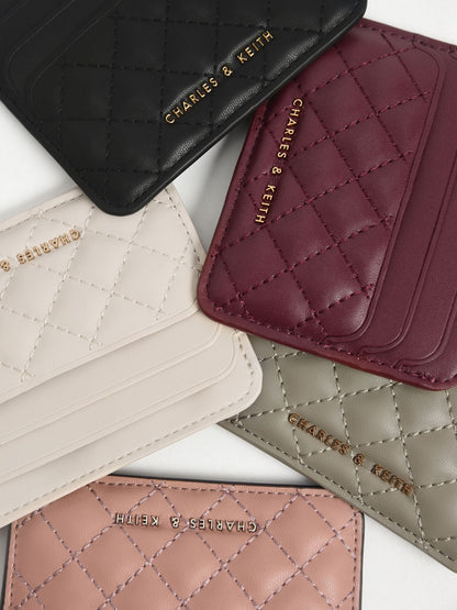 CHARLES & KEITH Top Pick / Cleo Quilted Card Holder - Ivory