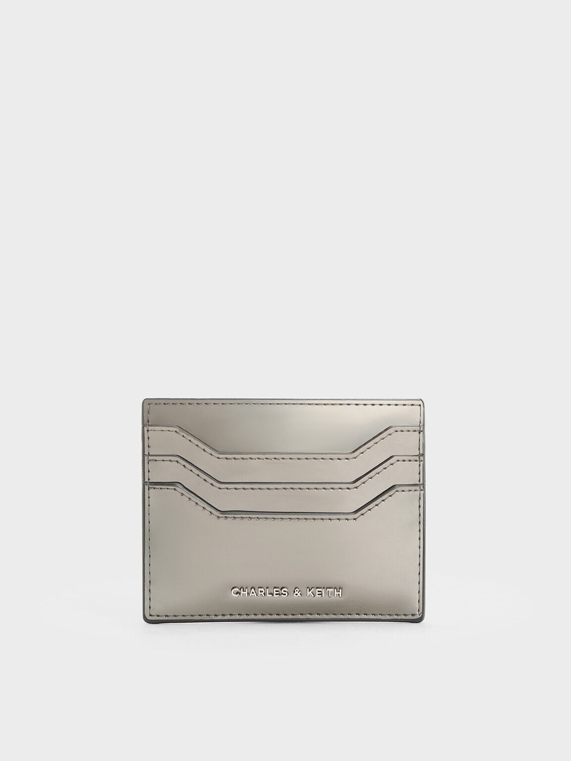 CHARLES & KEITH Smart Buy / Carli Metallic Multi-Slot Card Holder - Pewter