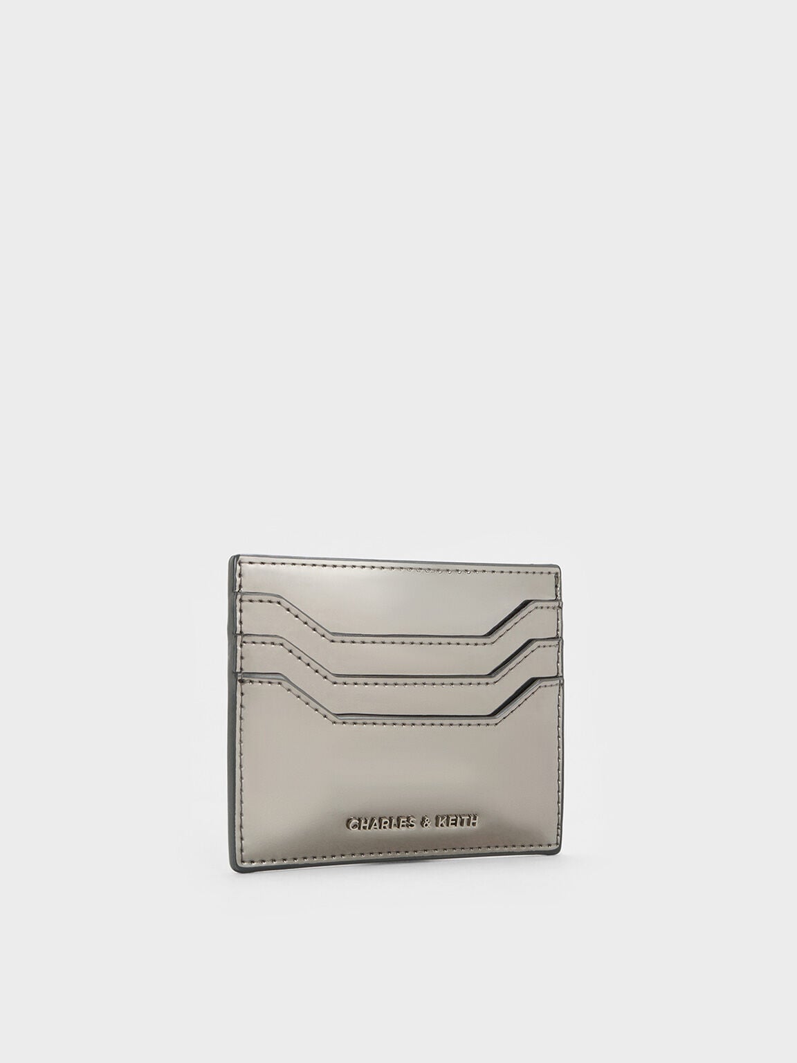 CHARLES & KEITH Smart Buy / Carli Metallic Multi-Slot Card Holder - Pewter