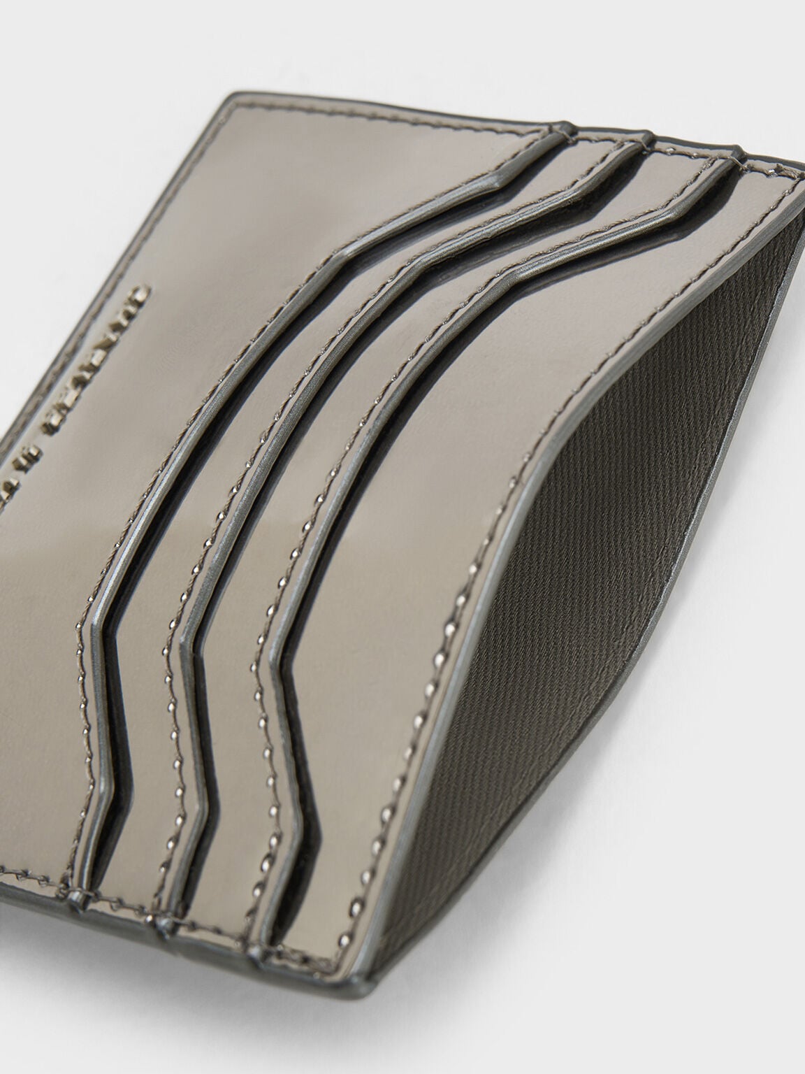 CHARLES & KEITH Smart Buy / Carli Metallic Multi-Slot Card Holder - Pewter