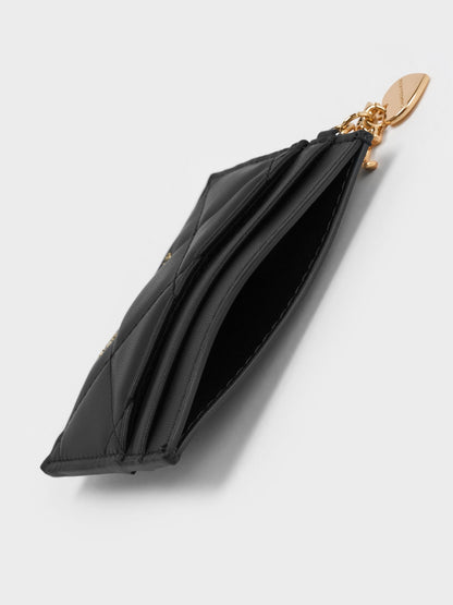 CHARLES & KEITH Latest / Arrietty Quilted Card Holder - Black