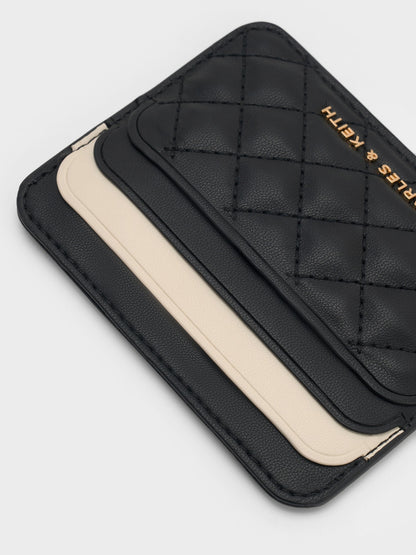 CHARLES & KEITH Best Price / Cleo Two-Tone Quilted Card Holder - Midnight Black