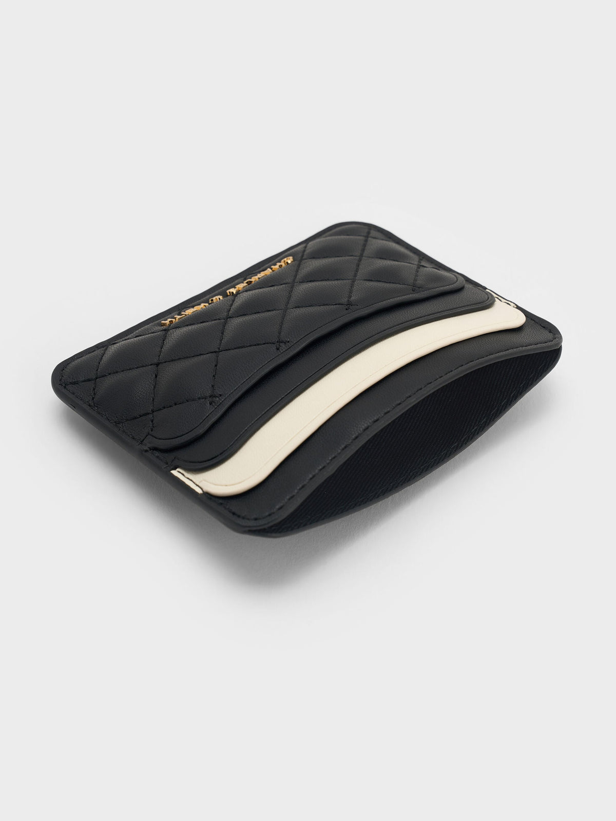 CHARLES & KEITH Best Price / Cleo Two-Tone Quilted Card Holder - Midnight Black
