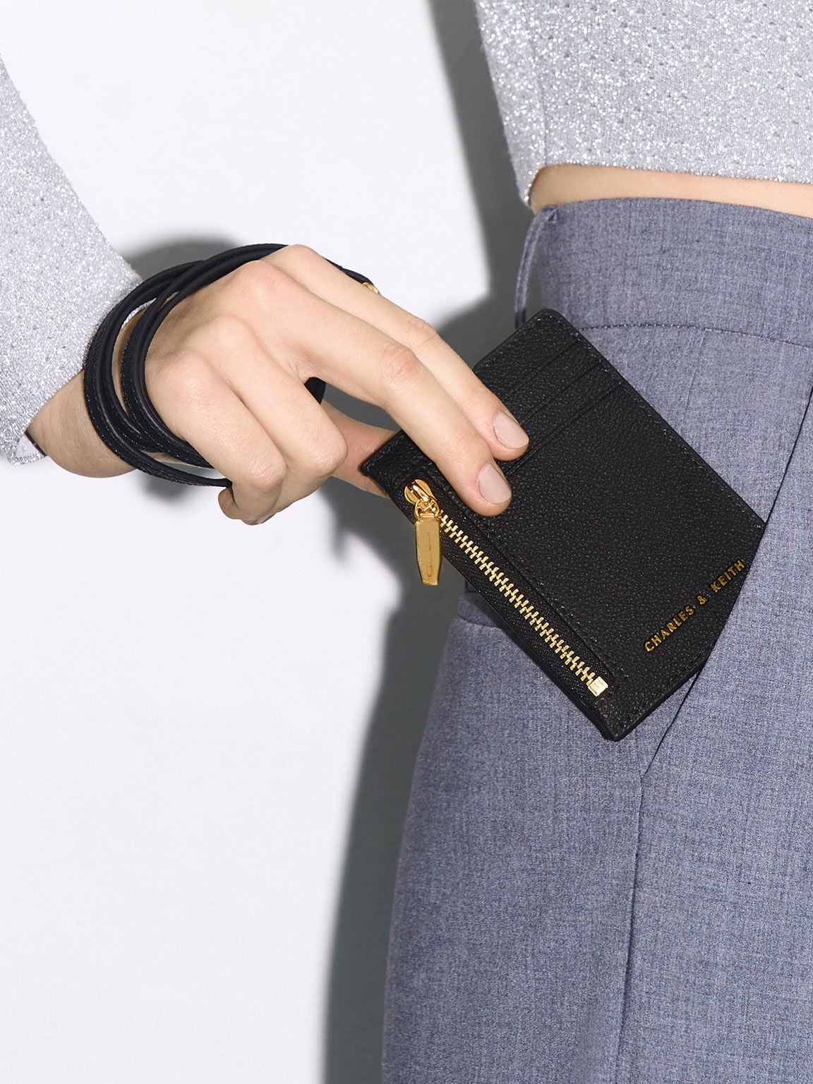 CHARLES & KEITH Sale / Twilia Card Holder With Lanyard - Black
