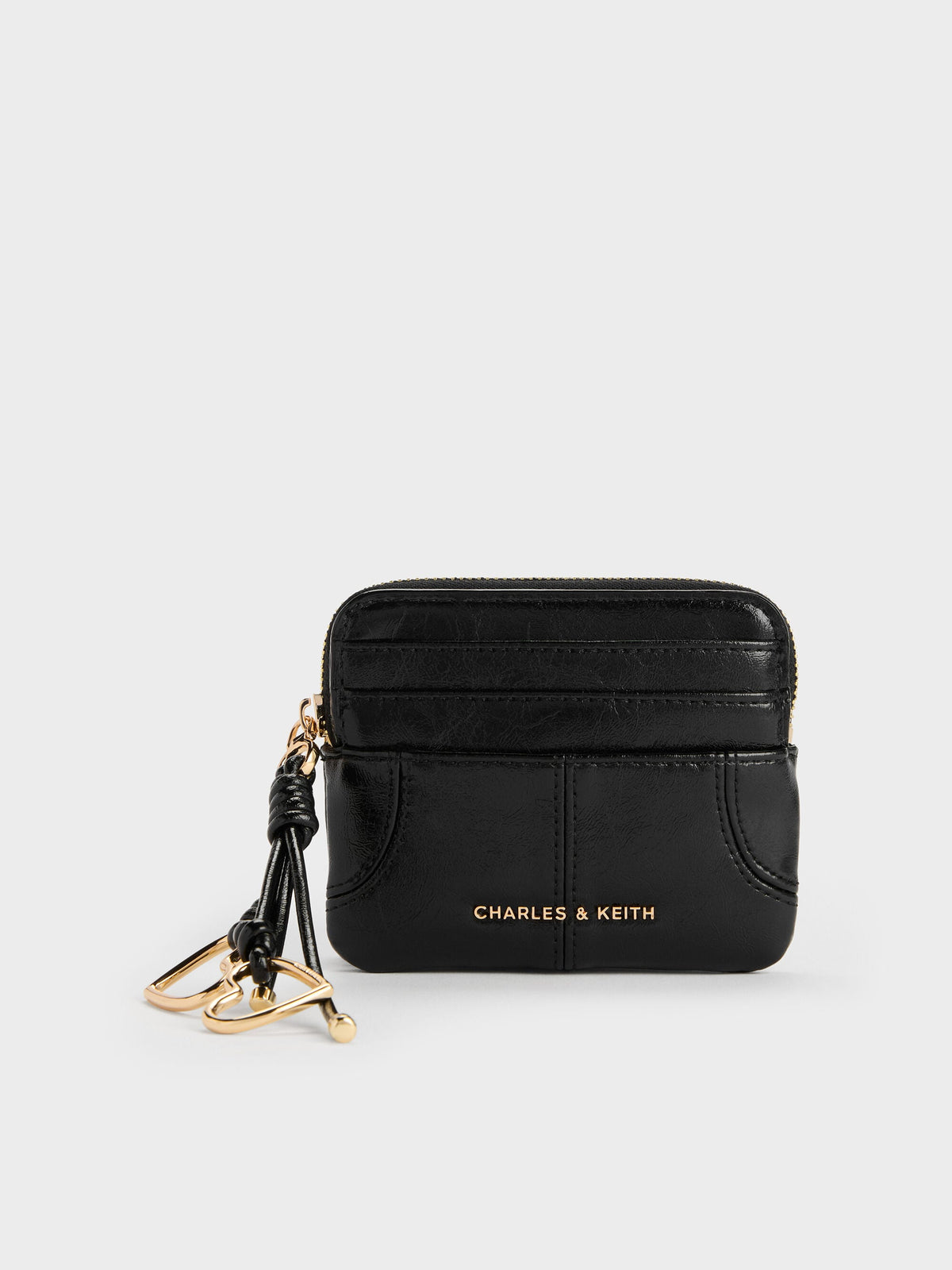 CHARLES & KEITH Great Value / Ciara Top-Zip Card Holder - Black