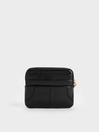 CHARLES & KEITH Great Value / Ciara Top-Zip Card Holder - Black