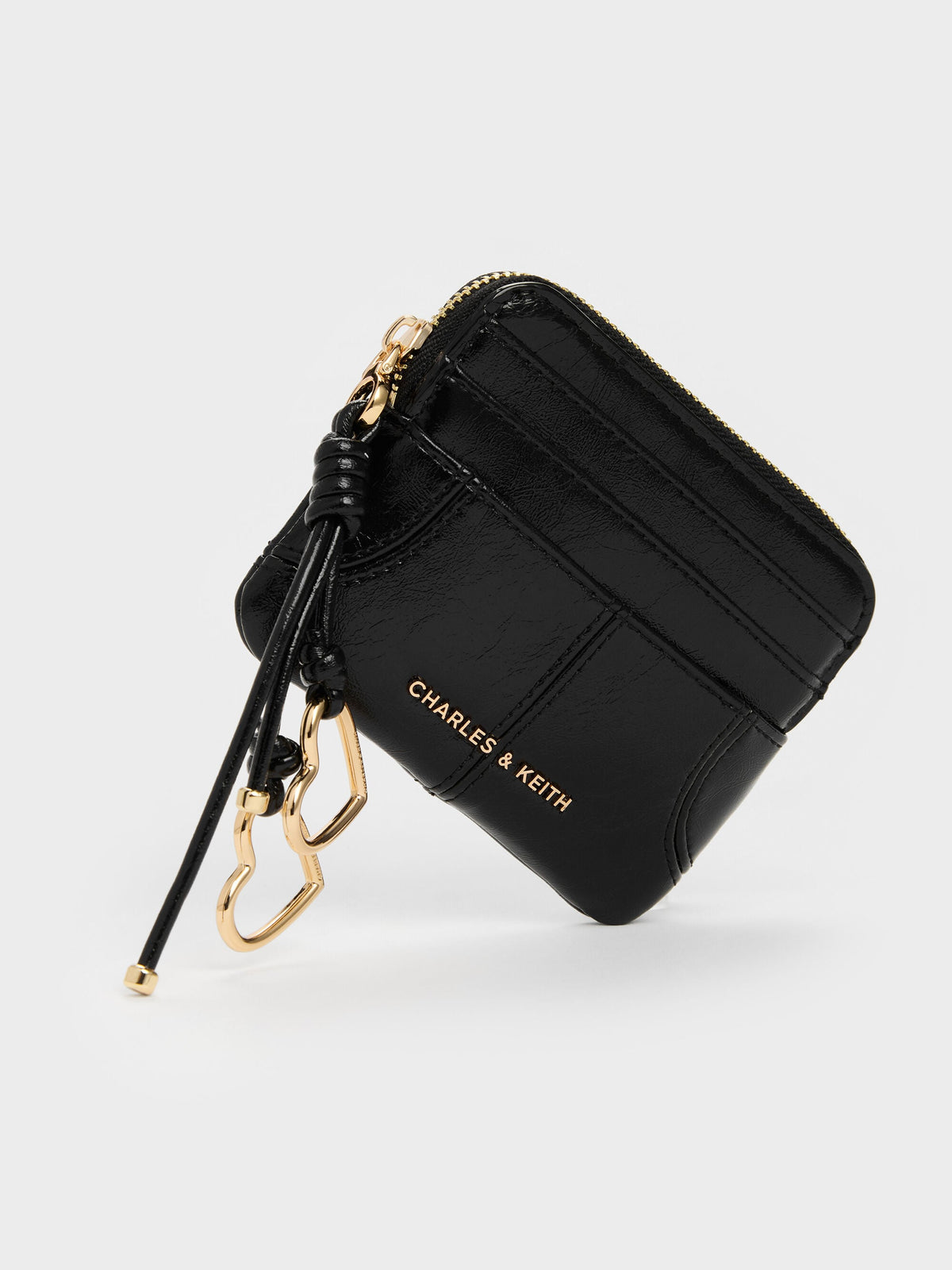 CHARLES & KEITH Great Value / Ciara Top-Zip Card Holder - Black