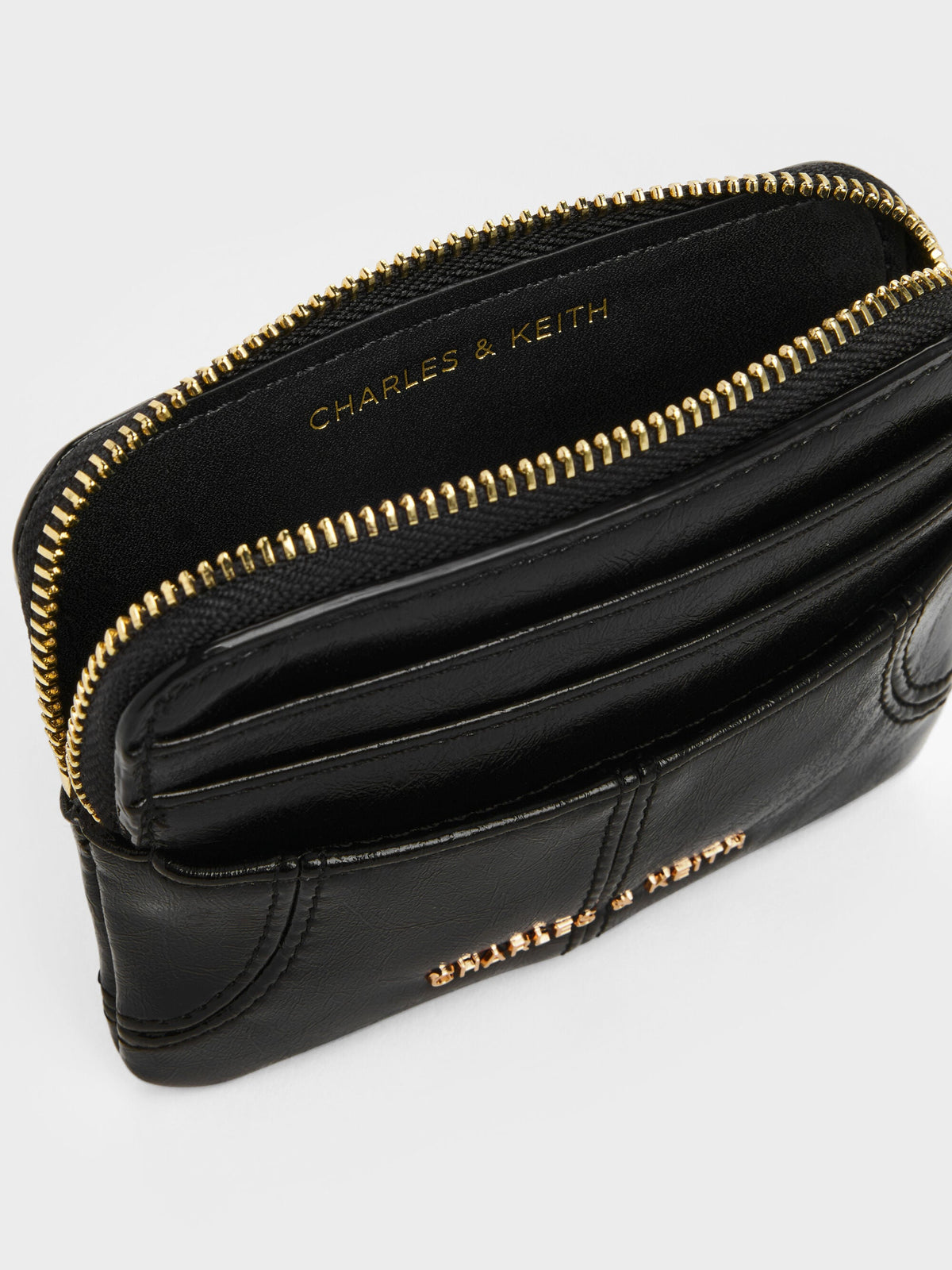 CHARLES & KEITH Great Value / Ciara Top-Zip Card Holder - Black