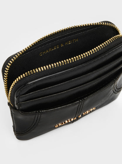 CHARLES & KEITH Great Value / Ciara Top-Zip Card Holder - Black