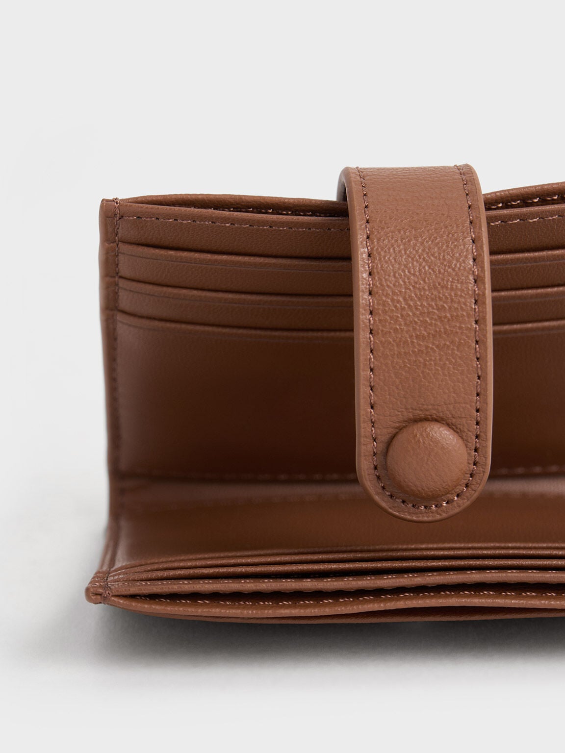 CHARLES & KEITH Trusted / Bliss Snap Button Card Holder - Chocolate