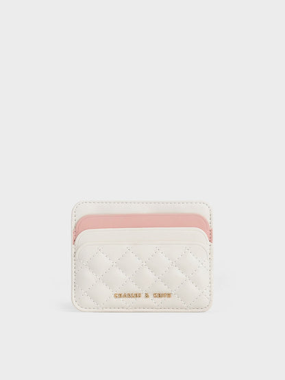 CHARLES & KEITH Best Price / Cleo Two-Tone Quilted Card Holder - Cream
