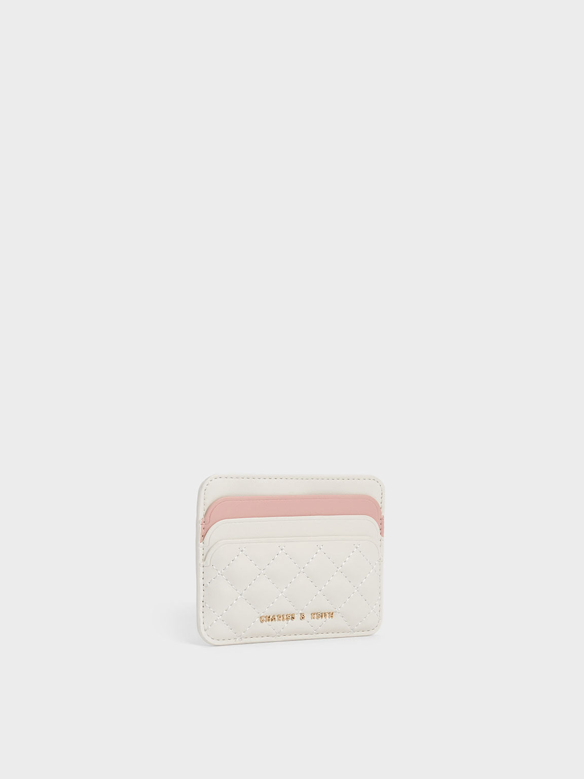 CHARLES & KEITH Best Price / Cleo Two-Tone Quilted Card Holder - Cream